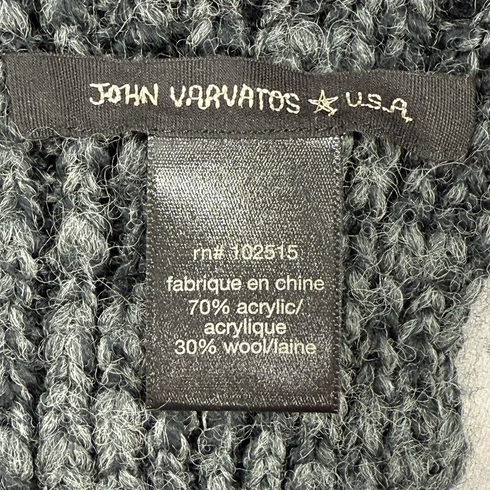 John Varvatos USA Charcoal Knit Scarf Wool Acrylic Blend Long 104